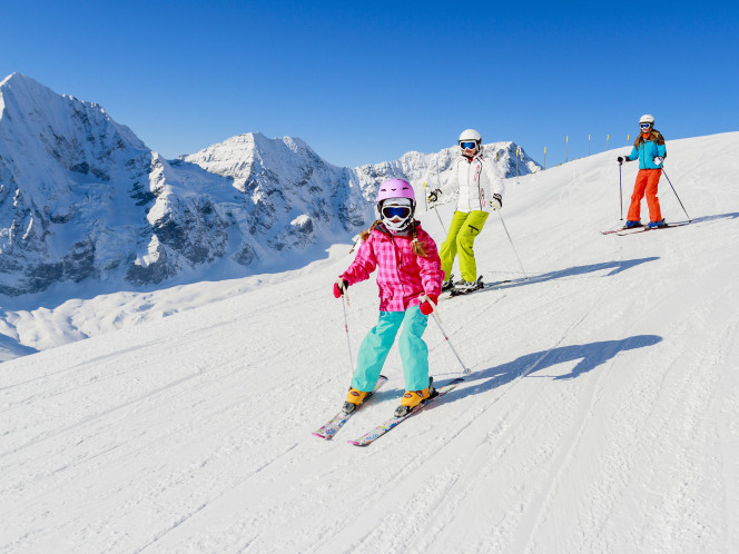 adult and child skier